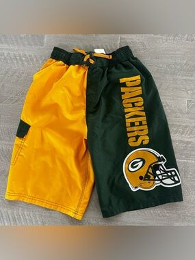 Boys NFL Green Bay Packers Swim Trunks Shorts Youth Size 10/12